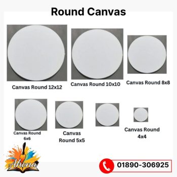 Round Canvas Board for Painting – 4x4, 6x6, 8x8, 10x10, 12x12 Inches