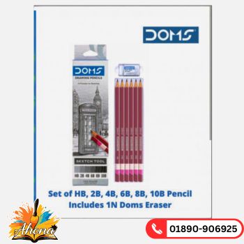 Ahona Corporation Set of HB, 2B, 4B, 6B, 8B, 10B Pencil Set Includes 1N Doms Eraser